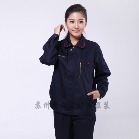 藏青拼大红五金工作服AC099-WJ